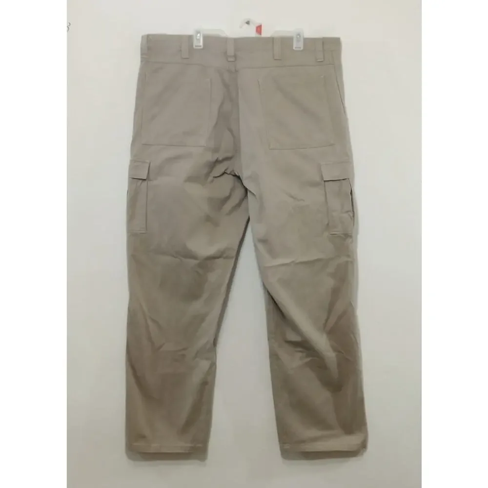 Wrangler Authentic Men’s Cargo Pants Khaki Relaxed Fit Flex Size 42x32